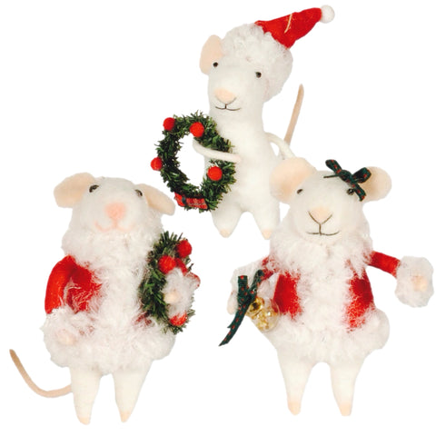 Assorted Santa Mouse Ornament, INDIVIDUALLY SOLD