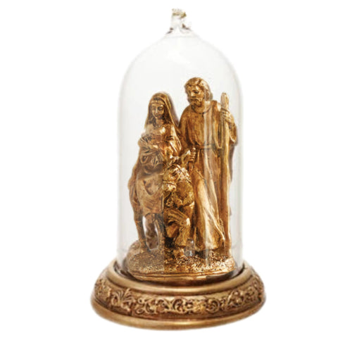LED Holy Family In Cloche Ornament