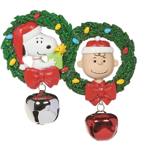Assorted Snoopy & Charlie Brown In Wreath Ornament