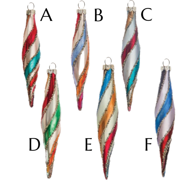 Assorted Striped Teardrop Icicle Ball, INDIVIDUALLY SOLD