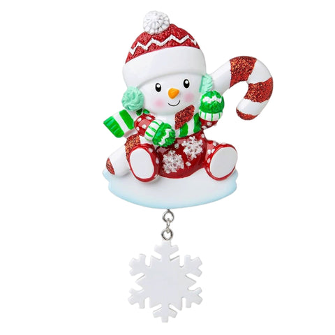 Baby's First Snowman Baby With Candy Cane Ornament: Gender Neutral