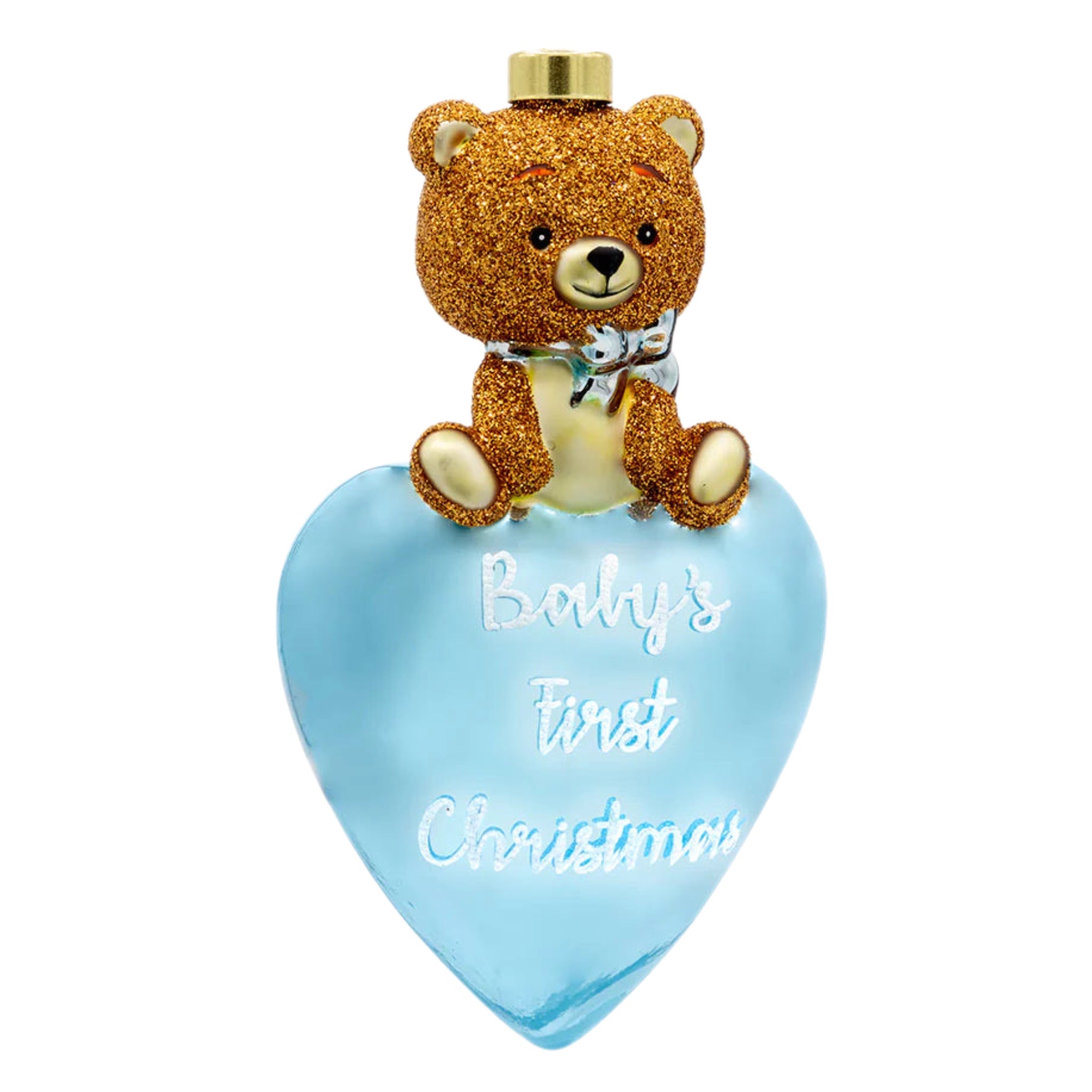 Baby's First Boy Teddy Bear Heart Ornament