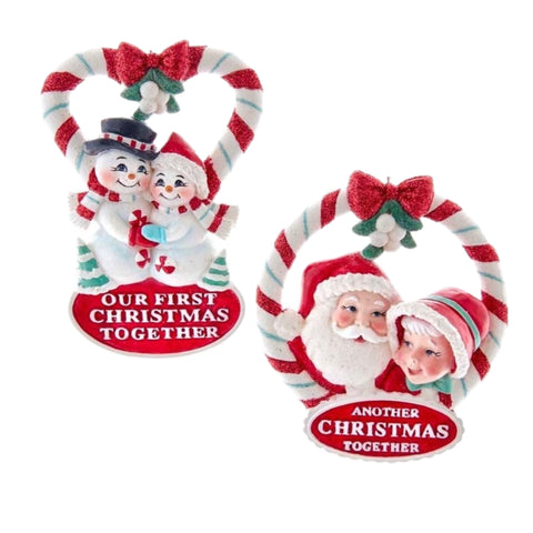 Assorted Christmas  Couples Ornament, INDIVIDUALLY SOLD