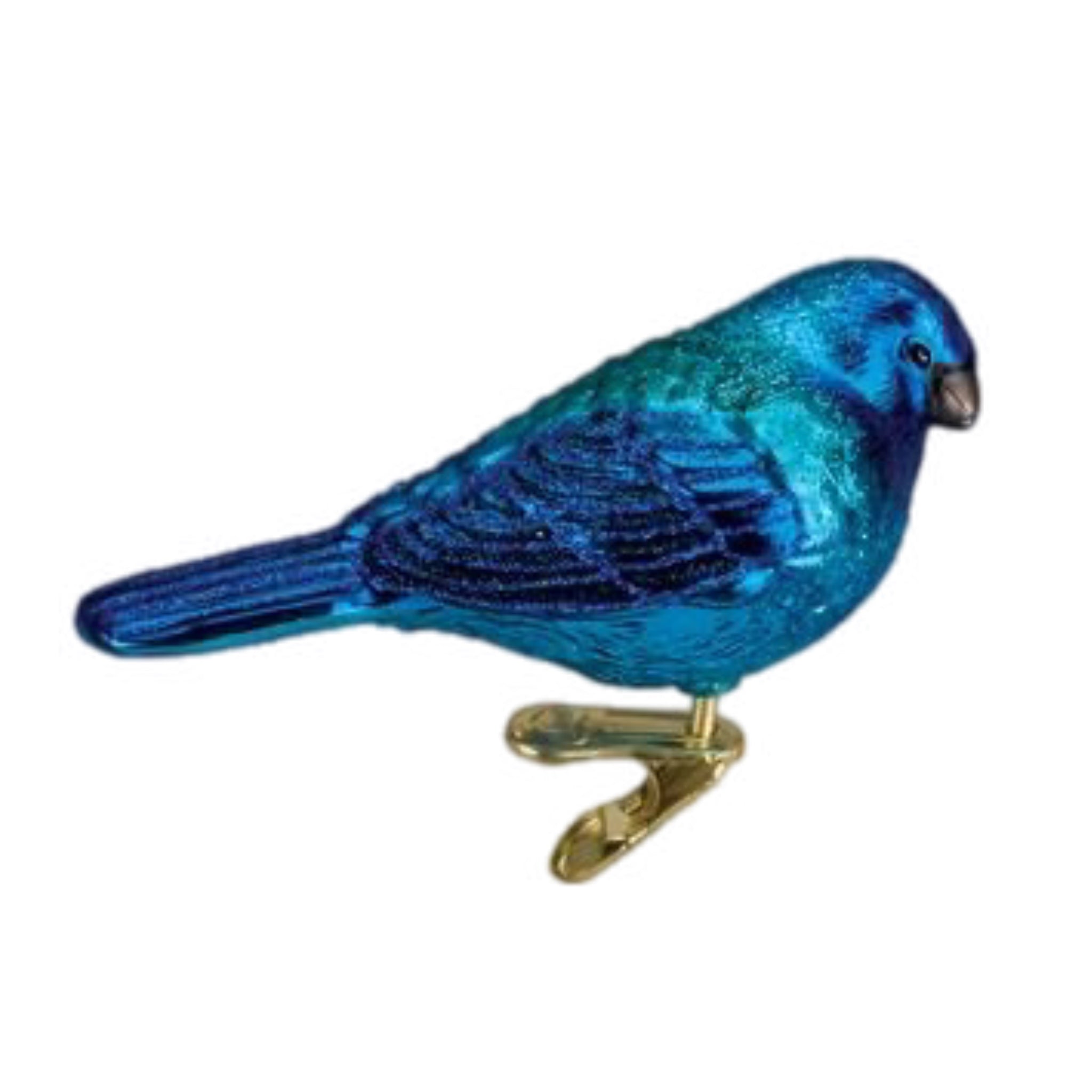 Indigo Bunting Clip On Bird Ornament