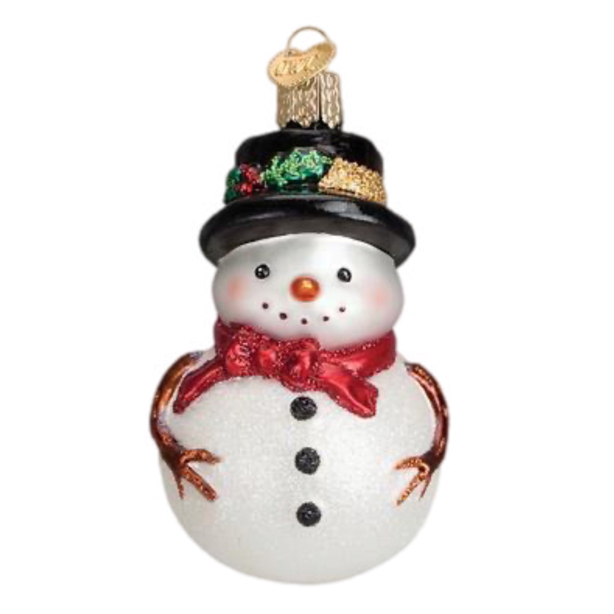 Holly Hat Snowman Ornament