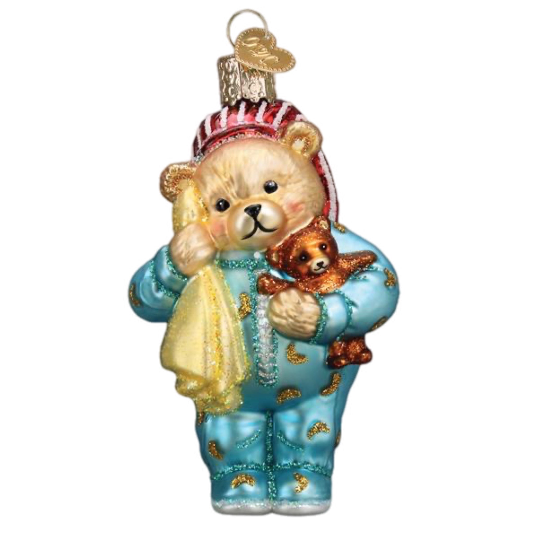 Baby's 1st Christmas Bedtime Teddy Bear Ornament : Gender Neutral