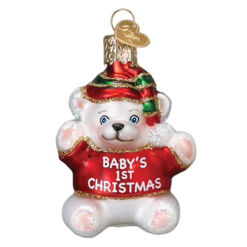 Baby's 1st Christmas Teddy Bear Ornament: Gender Neutral