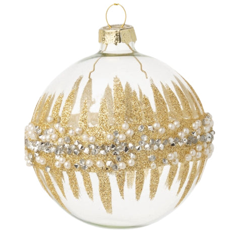 3" Large Gold Beaded Clear Ball