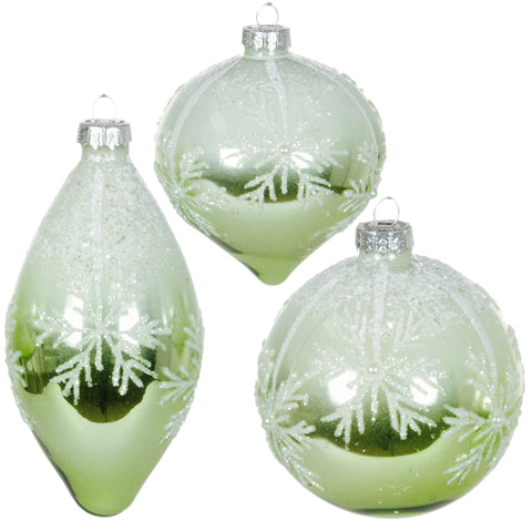Assorted Green With Snowflake Ball, INDIVIDUALLY SOLD