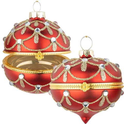 Assorted Red & Gold Hinged Ornament, INDIVIDUALLY SOLD