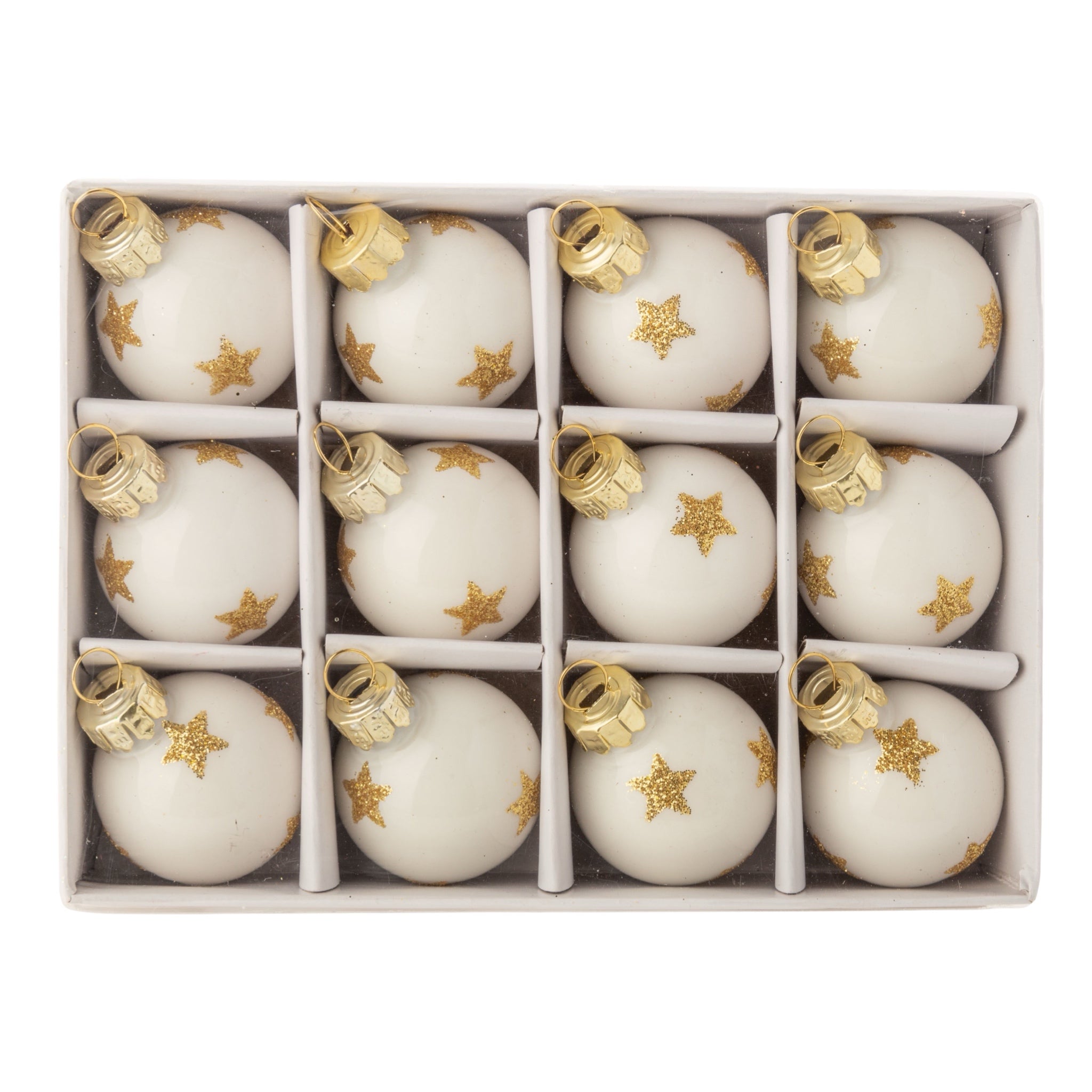 Miniature Star Ball Boxed, Set Of 12