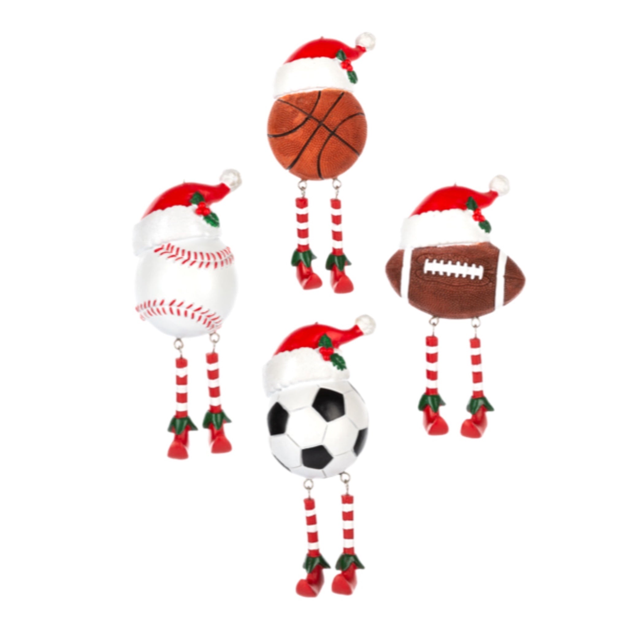 Assorted Sport Ball Santa Hat Ornament, INDIVIDUALLY SOLD