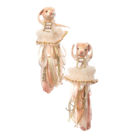 Assorted Pink Mouse Ballerina Tassel Ornament, INDIVIDUALLY SOLD