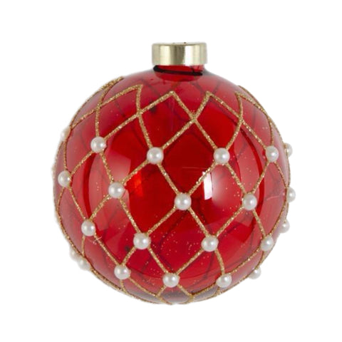 3" Red Diamond And Pearl Ball