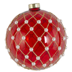 4.5" Red Diamond And Pearl Ball