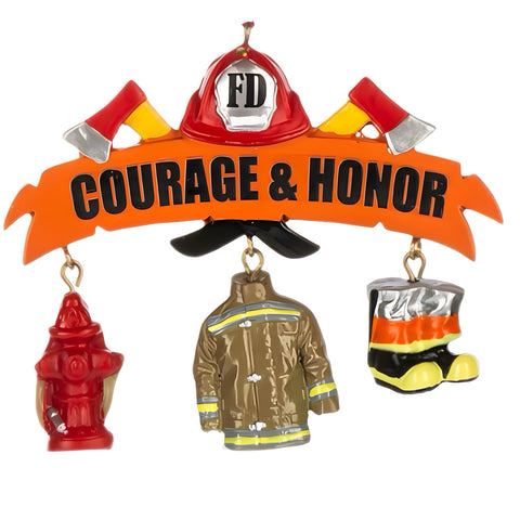 Courage & Honor Firefighter Dangle Ornament