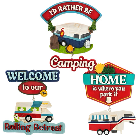 Assorted Camping Dangle Ornament, INDIVIDUALLY SOLD