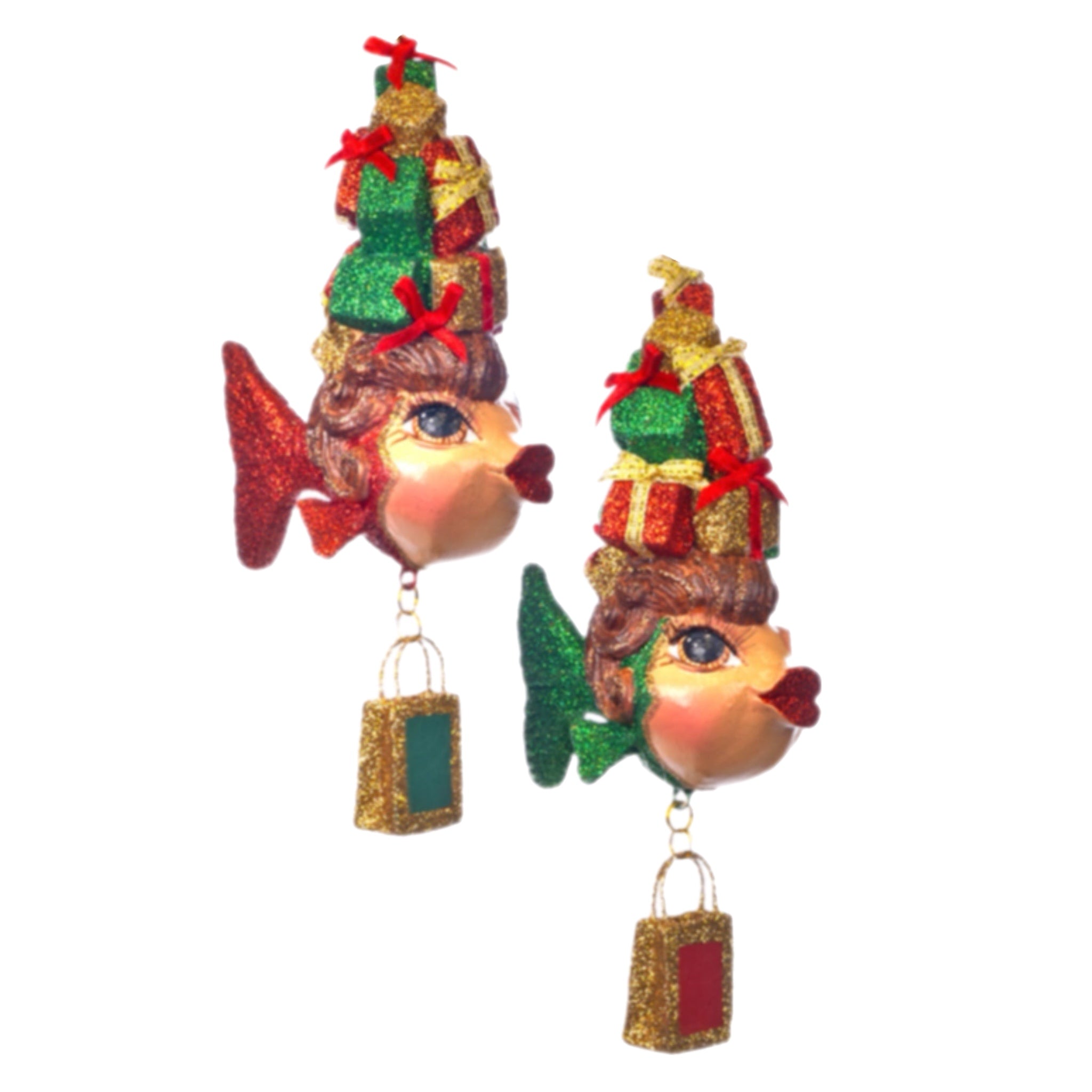 Assorted Fish With Gift Hat Ornament, INDIVIDUALLY SOLD