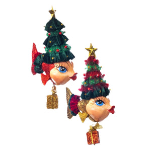 Assorted Fish With Tree Hat Ornament, INDIVIDUALLY SOLD