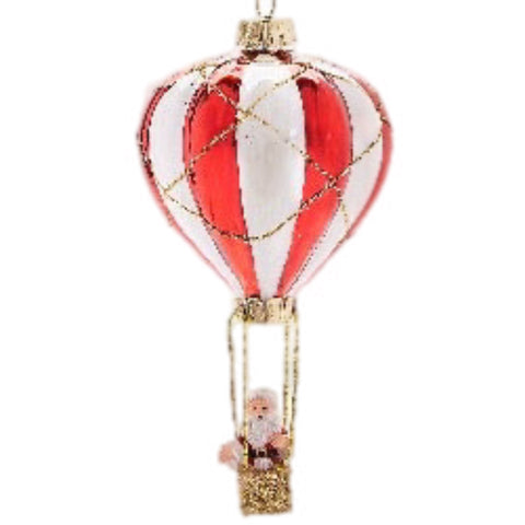 Santa In Hot Air Balloon Ornament