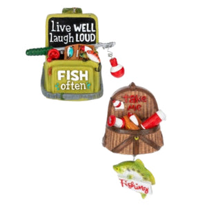 Assorted Fishing Bag Ornament, INDIVIDUALLY SOLD