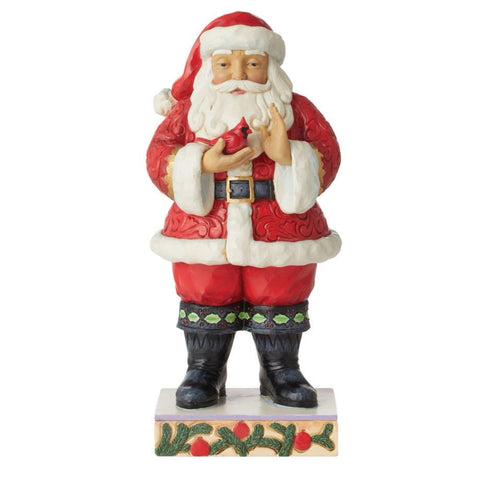 Santa Holding Cardinal Figurine