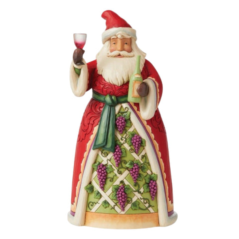 Santa Wine & Grapes Figurine