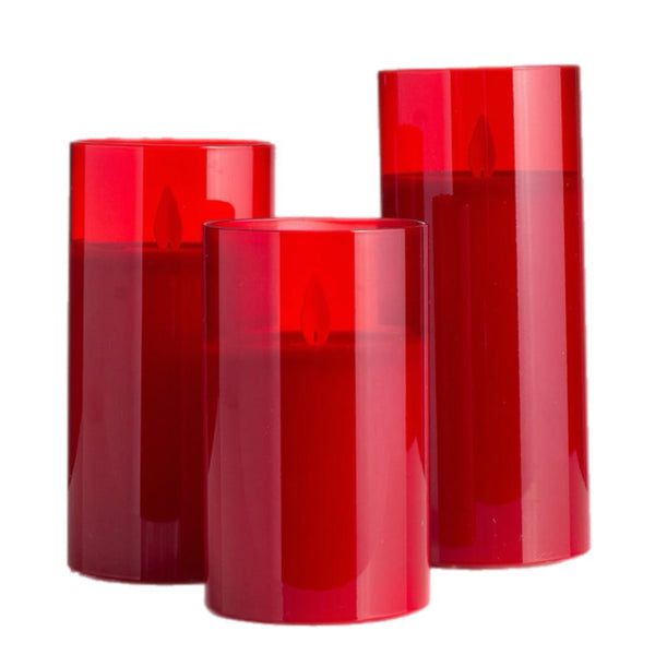 Assorted Pillar Flameless Candle: Red, INDIVIDUALLY SOLD