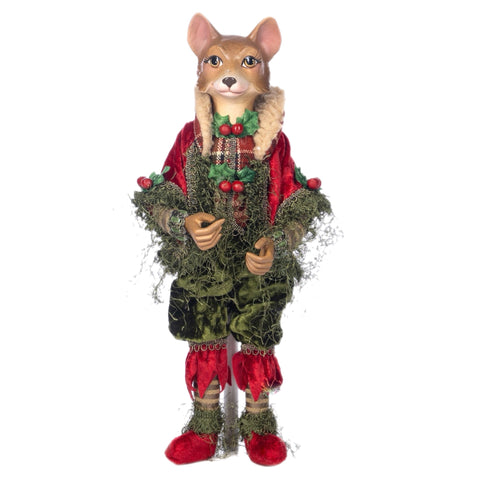 Fox Wearing Holly Figurine