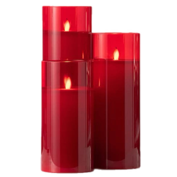 Assorted Wide Pillar Flameless Candle: Red, INDIVIDUALLY SOLD