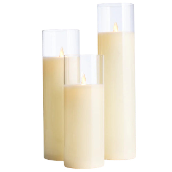 Assorted Slim Pillar Flameless Candle: Cream, INDIVIDUALLY SOLD