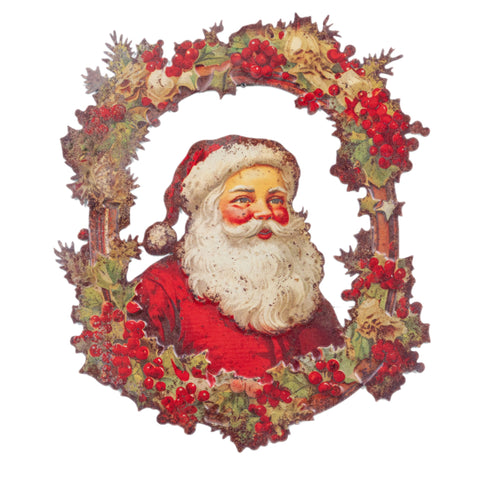 Santa In Wreath Sign