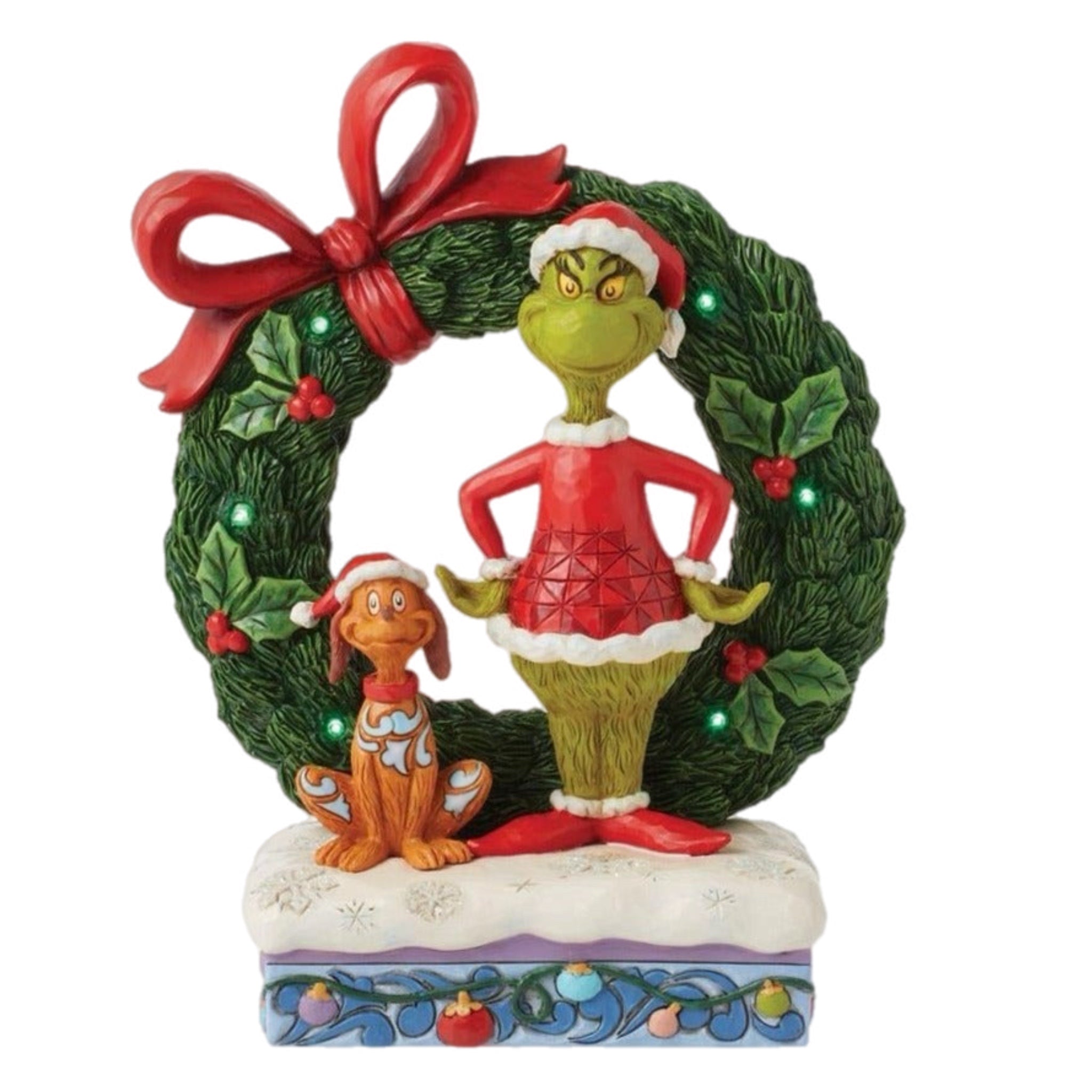 Grinch And Max In Wreath Figurine