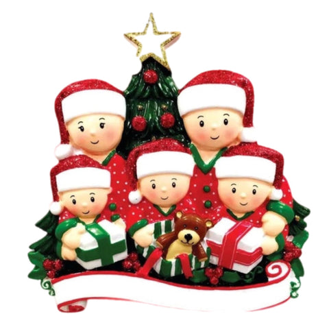 Christmas Morning Family Of 5 Ornament