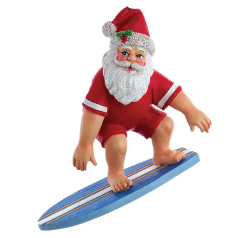 Santa On Surfboard Ornament