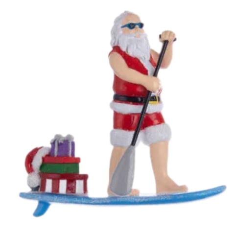 Santa Paddle Boarding Ornament