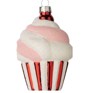 Pink And Red Swirl Cupcake Ornament