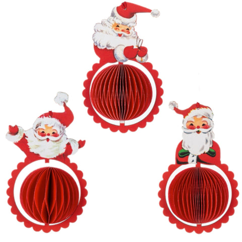 Assorted Santa Honeycomb Ornament, INDIVIDUALLY SOLD