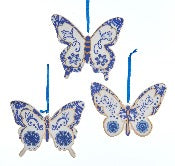 Assorted Blue And White Butterfly Ornament, INDIVIDUALLY SOLD
