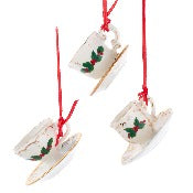 Assorted Holly Teacup Ornament, INDIVIDUALLY SOLD