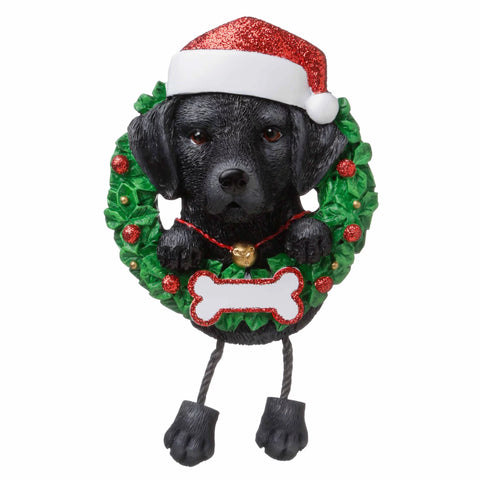 Dog In Wreath: Black Labrador Retriever