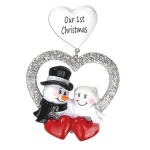 Our 1st Christmas Snowman Bride And Groom Ornament