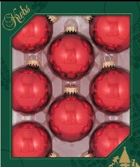 Glass Ball Boxed, Set Of 8 - Red