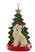 Dog & Tree Ornament: Golden Doodle