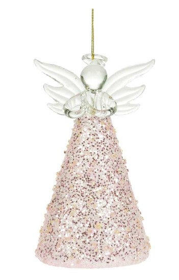 Small Pink LED Angel Ornament
