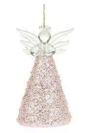 Medium Pink LED Angel Ornament
