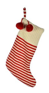 18" Red And White Striped Stocking