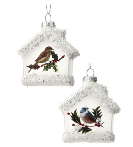 Assorted House With Bird Ornament, INDIVIDUALLY SOLD