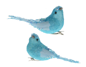 Assorted Blue Clip On Bird Ornament, INDIVIDUALLY SOLD