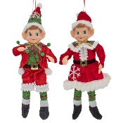 9.5" Assorted Elf Doll Ornament, INDIVIDUALLY SOLD